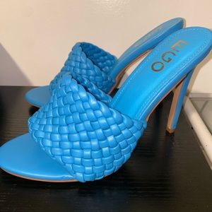 Blue Weaved Heels